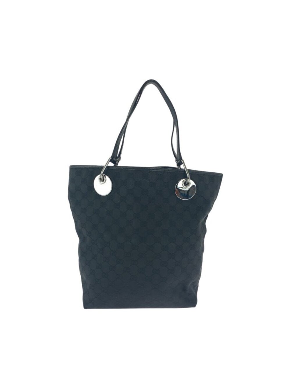 Gucci Black Silver GG Canvas Tote Shoulder Bag